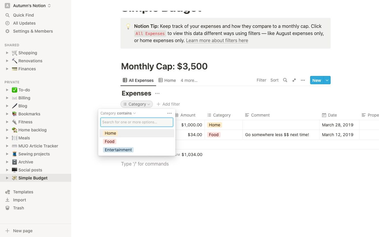Скриншот фильтра в ПО для управления проектами