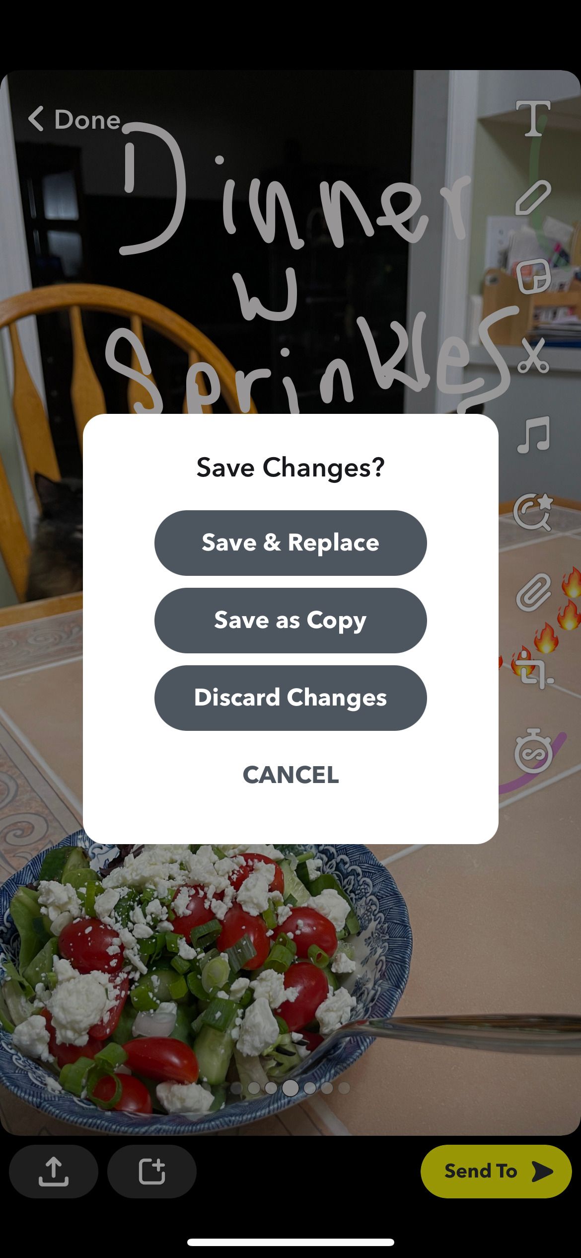 страница сохранения в Snapchat с опцией заменить или сохранить копию