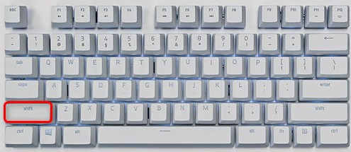 Нажмите клавишу Shift пять раз подряд.