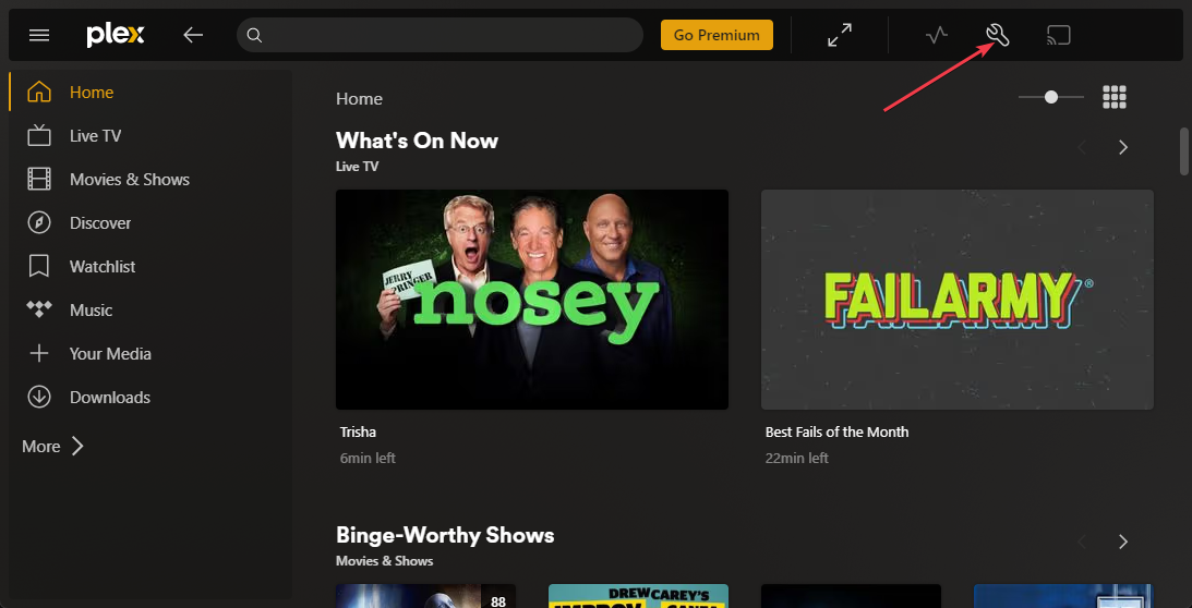 Открытие настроек игрока