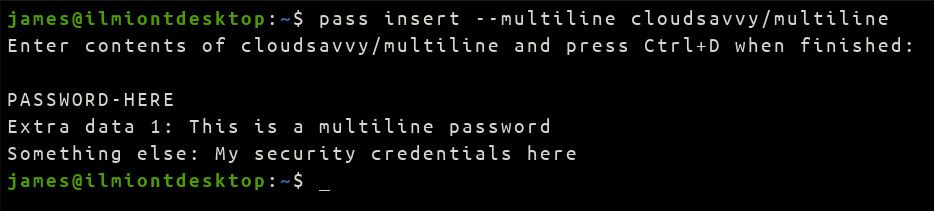 Скриншот pass insert с вводом нескольких строк