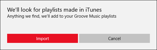 Опция импорта плейлистов из iTunes в Groove
