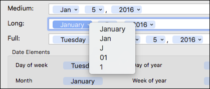 Выбор стиля отображения месяца: полное или сокращённое