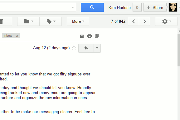 Gmail после установки Gmelius — реклама справа скрыта, интерфейс чище