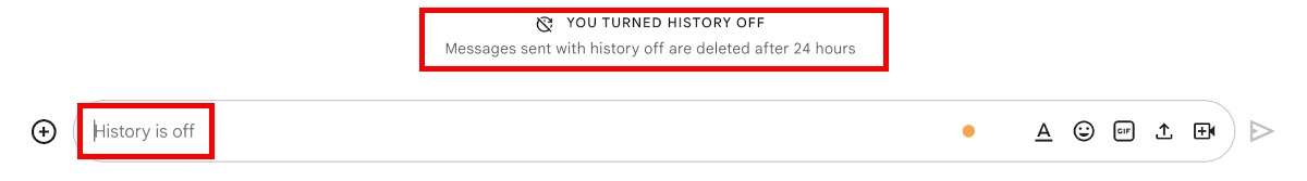 Пространство показывает, что история отключена