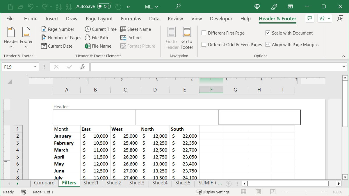 Removed a header Excel