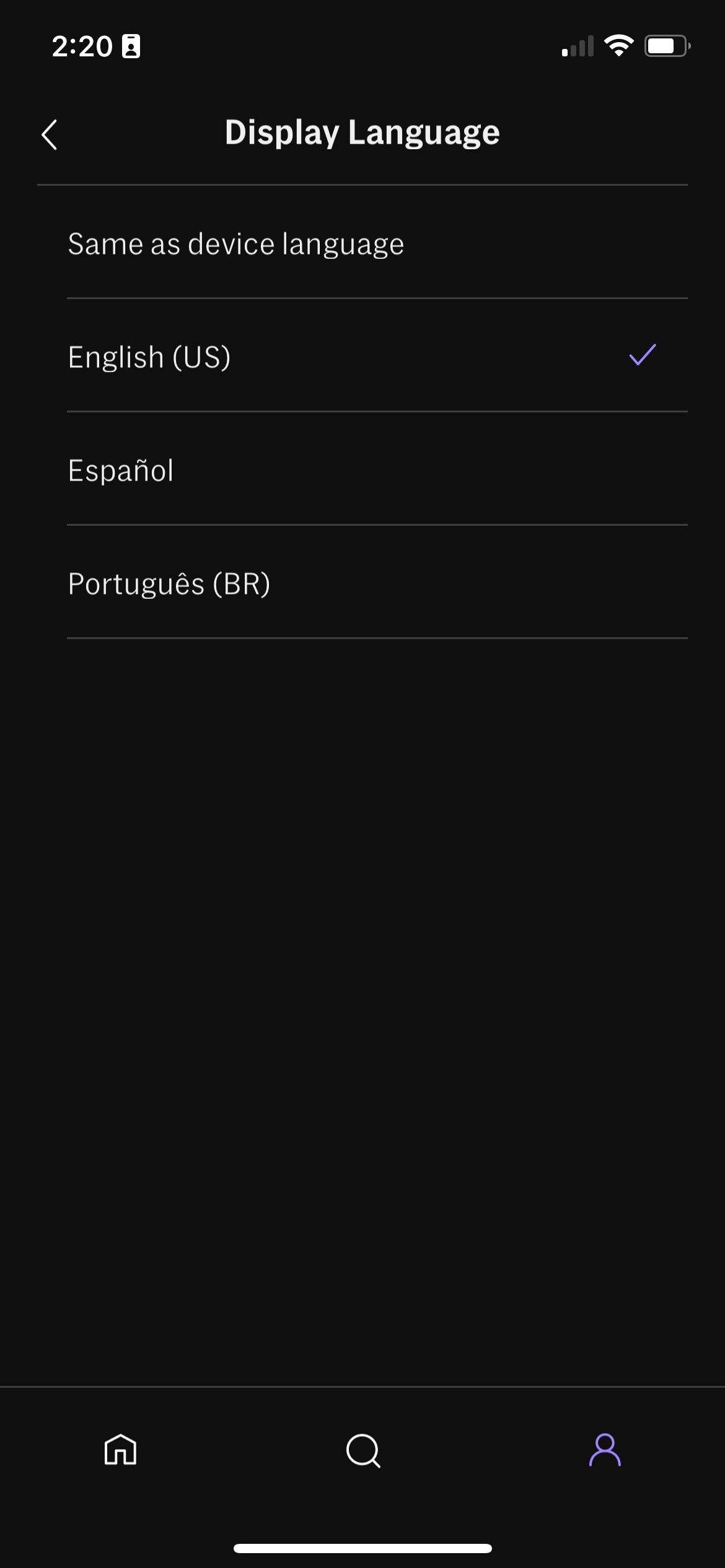 HBO Max Language Settings iPhone