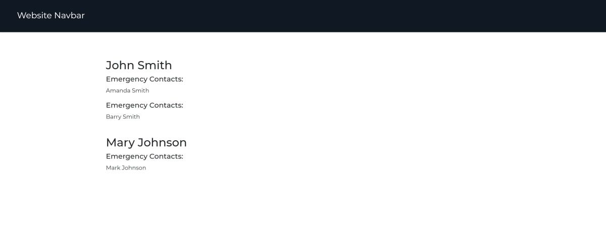 Сайт с указанием людей и их экстренных контактов