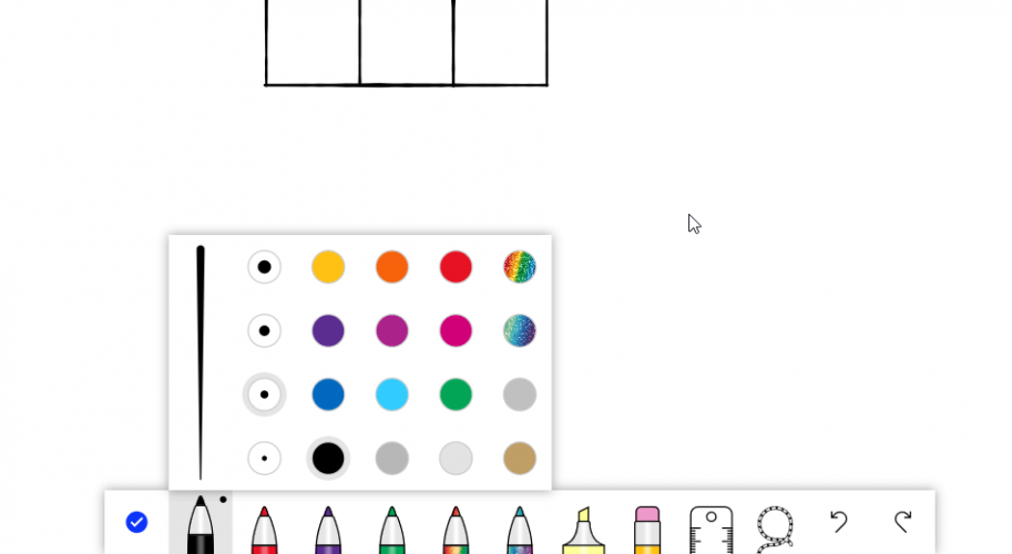 Панель инструментов рисования в Whiteboard