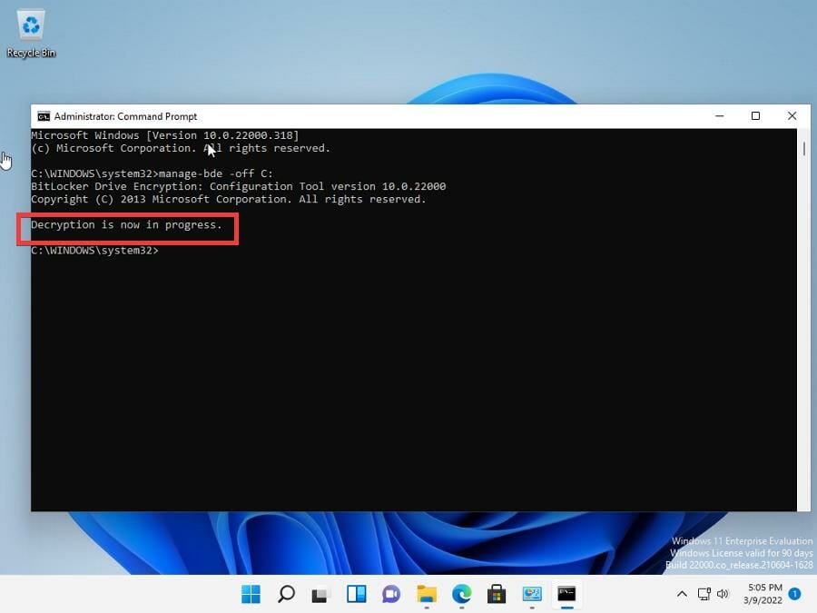 decryption in progress cmd