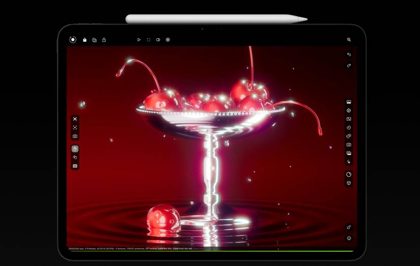 Apple Pencil Pro, прикреплён к iPad Pro через магнитный коннектор