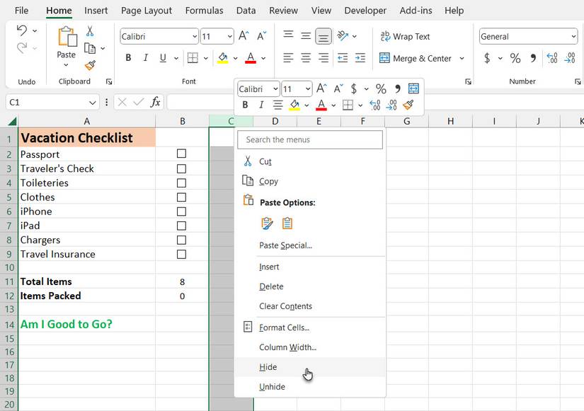 Колонка со значениями TRUE/FALSE скрыта; заголовки показывают двойную линию