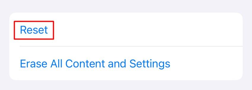 Пункт «Сброс» в меню ОС.
