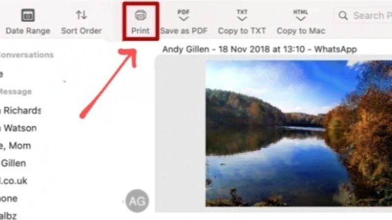 Экспорт переписки из TouchCopy