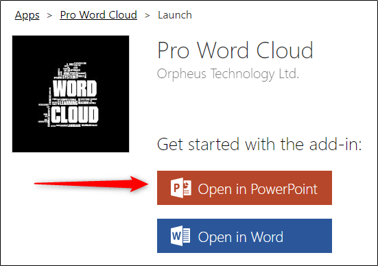 Кнопка «Open in PowerPoint» в Microsoft 365 Store