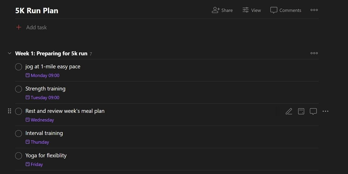 создание плана 5к пробега в Todoist