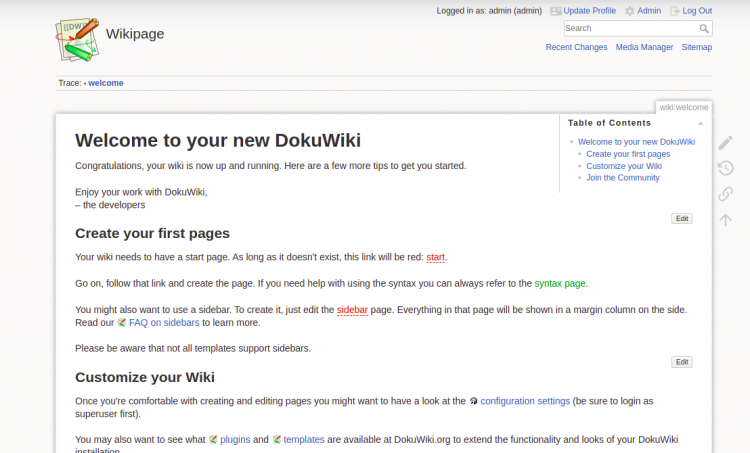 Панель DokuWiki