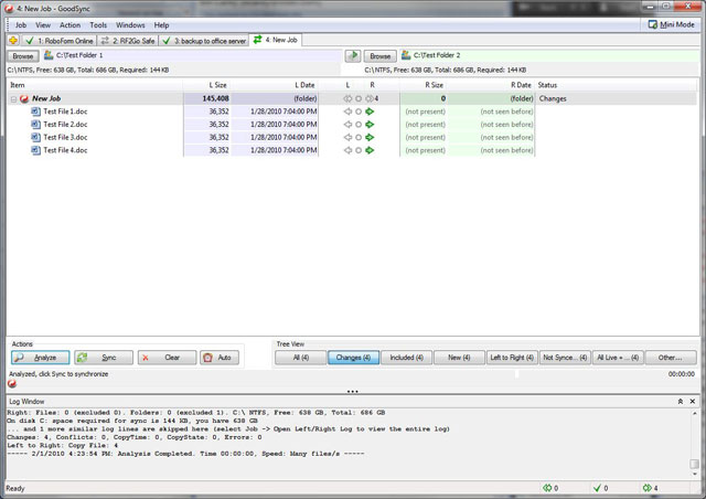 GoodSync главное окно