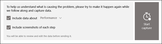 Пример диалога записи воспроизведения проблемы в Feedback Hub