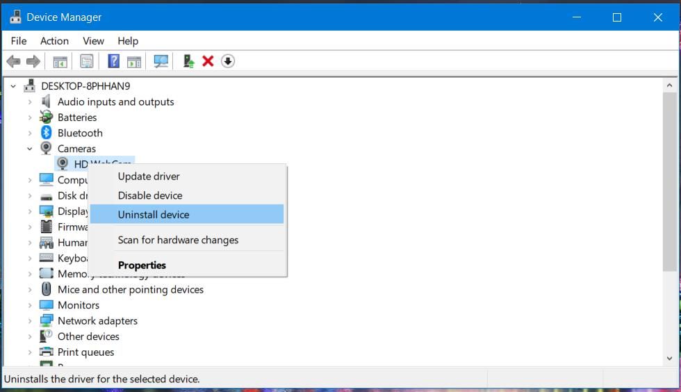 Параметр «Удалить устройство» в Диспетчере устройств