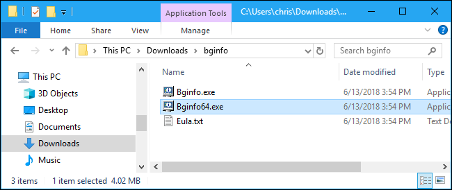 Главное окно BgInfo после запуска