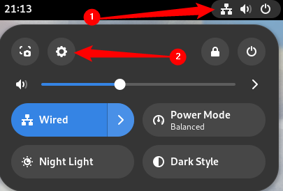 Сетевой значок и настройки в Fedora