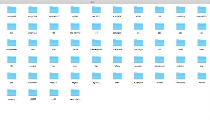 Описание: интерфейс папок USB для добавления ROM в Recalbox