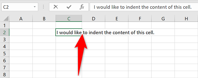 Установите курсор перед текстом внутри ячейки.