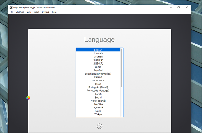 Выбор языка установщика macOS