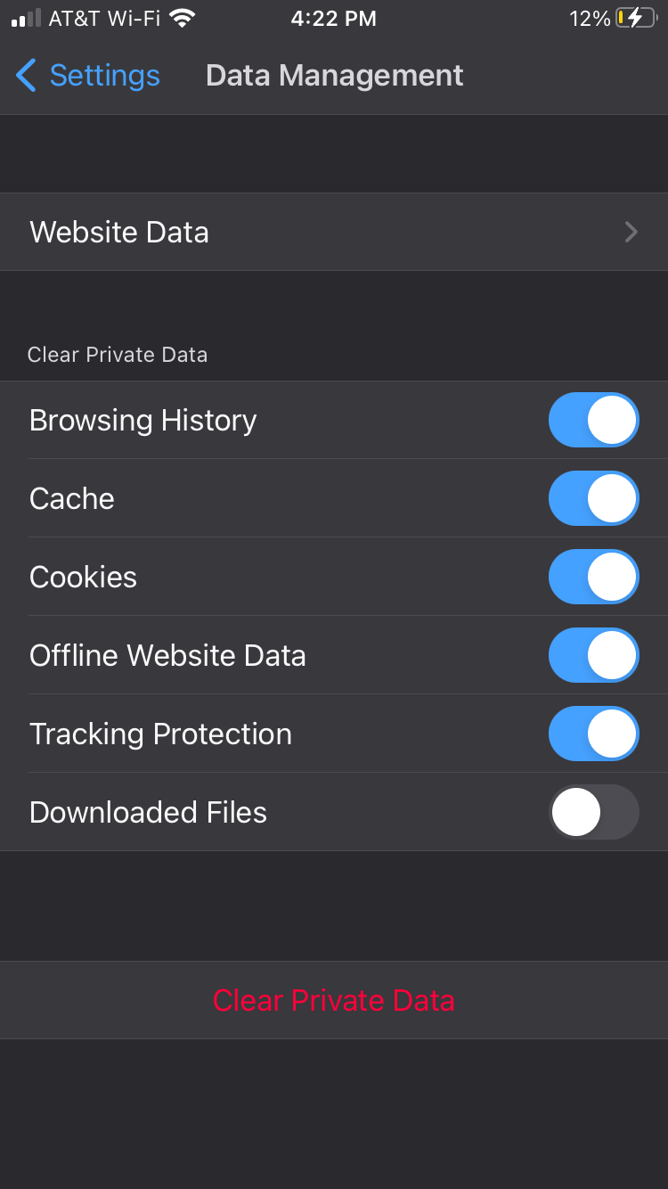 Очистка кэша в мобильном приложении Firefox
