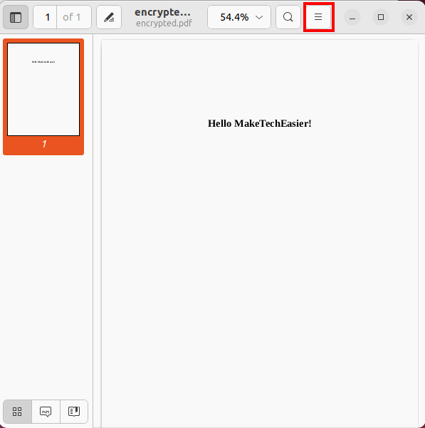 Скриншот: кнопка меню в просмотрщике PDF