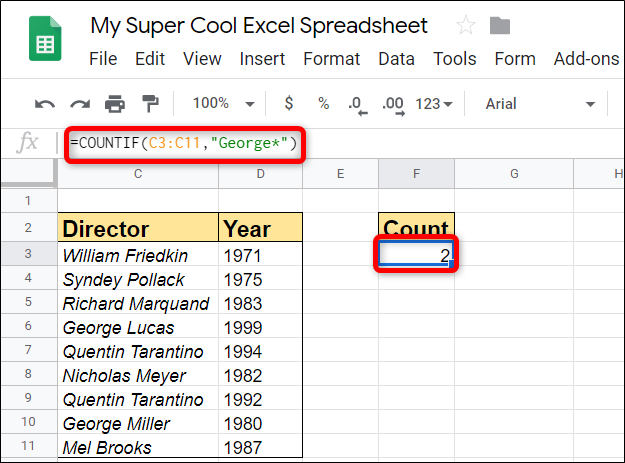 Используйте подстановочный знак * для соответствия всем вариантам имени George с разными фамилиями.