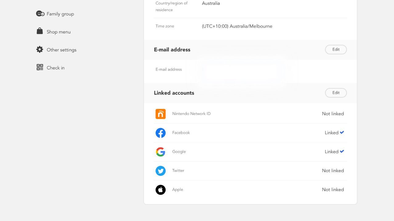 Редактирование связанных аккаунтов в Nintendo Account