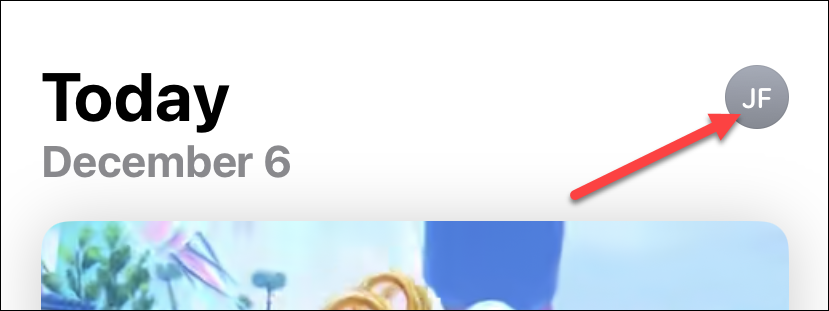 Иконка профиля в главной странице App Store