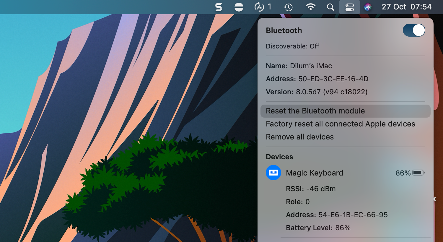 Сброс модуля Bluetooth на Mac