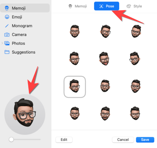 Выберите вкладку «Поза» и посмотрите превью в левом нижнем углу.