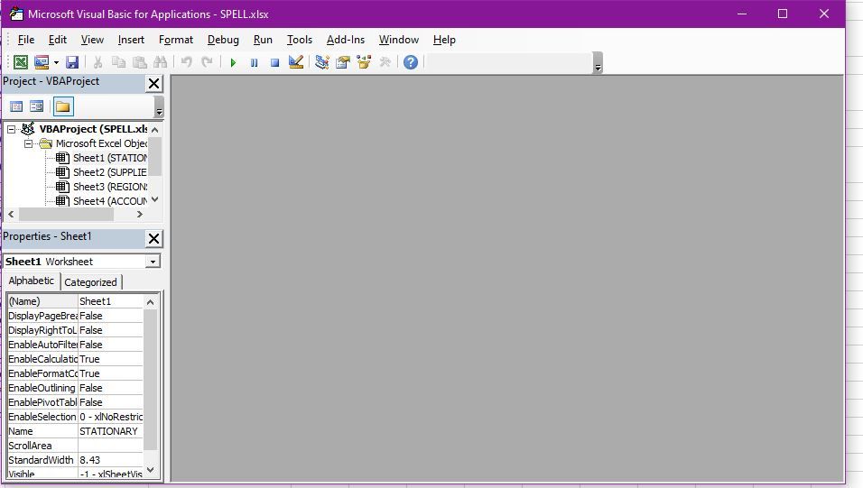 Окно редактора VBA в Excel