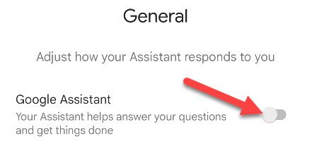 Переключатель для отключения Google Ассистента.
