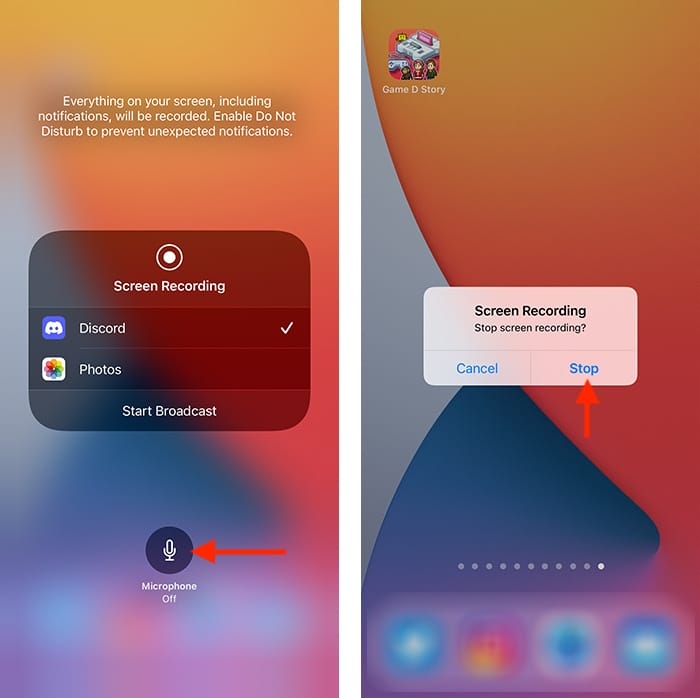 Интерфейс остановки записи с красным индикатором времени