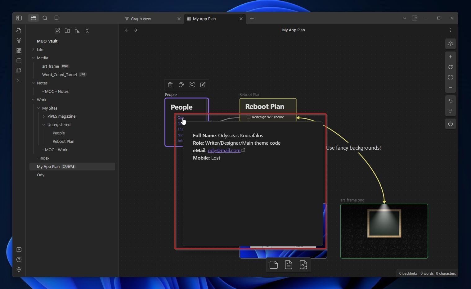 Плавающее превью заметки и навигация по Canvas