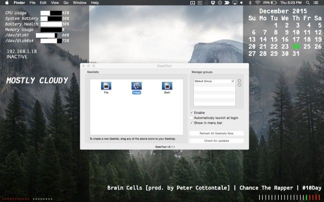 Настройка рабочего стола Mac с помощью Geektool