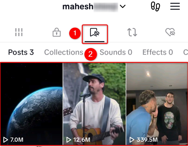 Выберите видео, чтобы удалить репост.