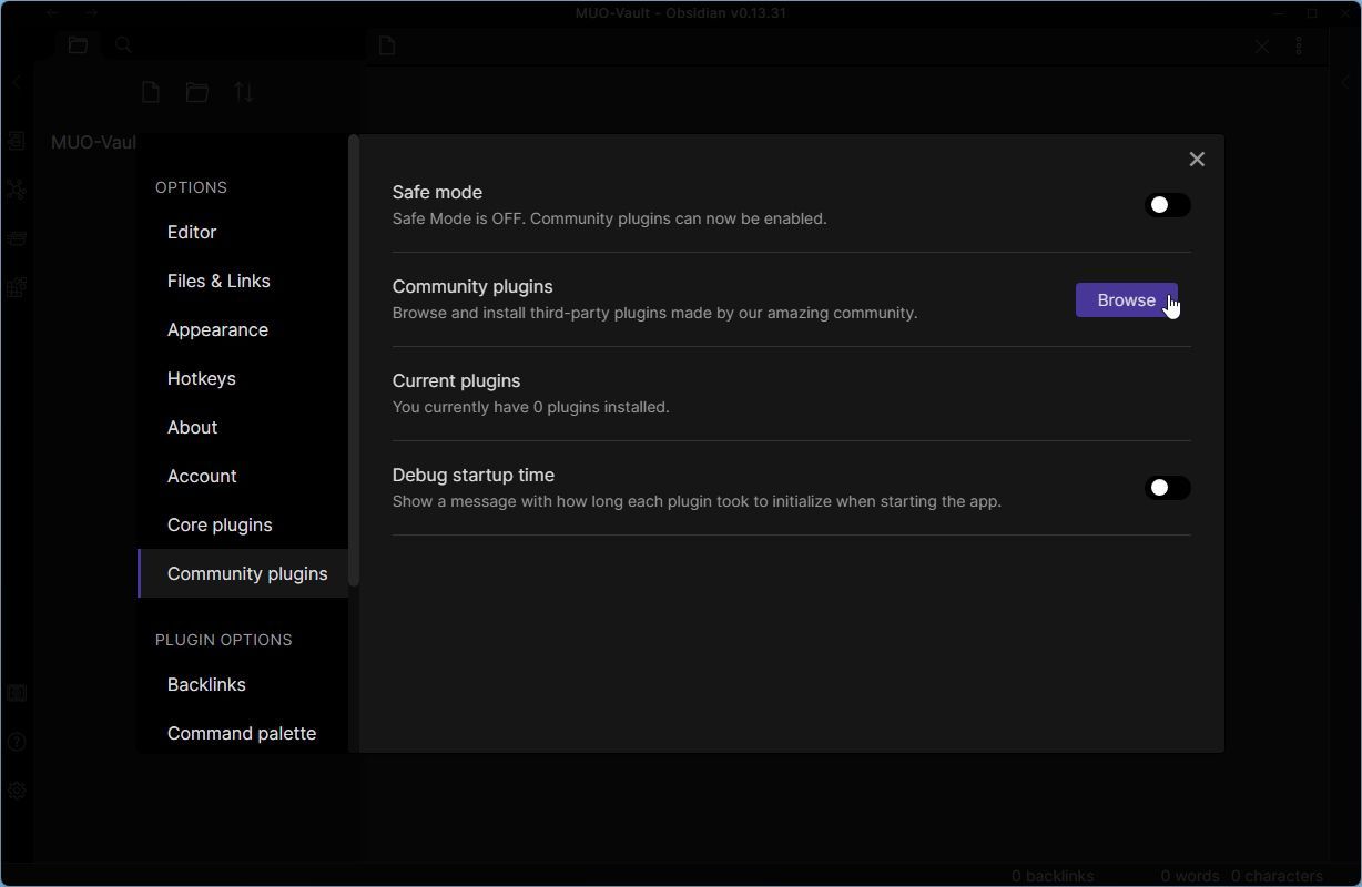Просмотр списка плагинов сообщества и поиск Dataview