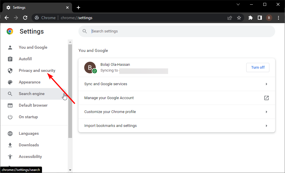 Раздел конфиденциальности в Chrome