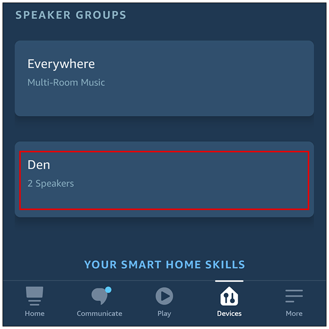 Выберите группу динамиков, которую хотите разделить