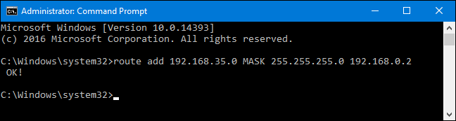 Команда route add добавляет статический маршрут в таблицу маршрутизации.