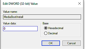 Значение MediaBootInstall в редакторе реестра