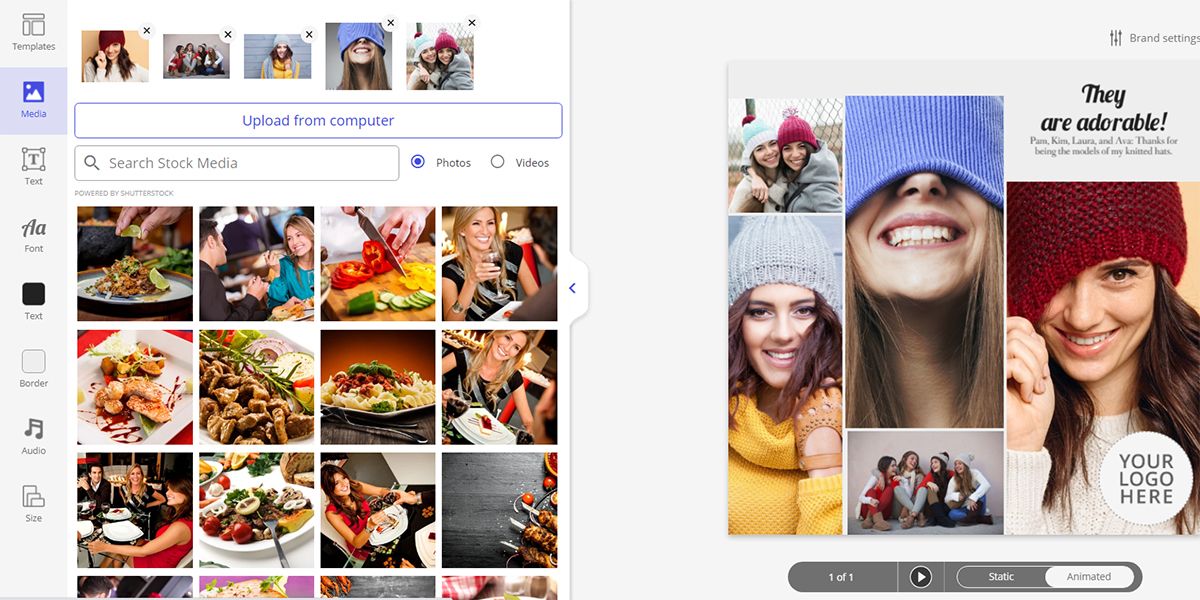 Ripl в режиме редактирования коллажа