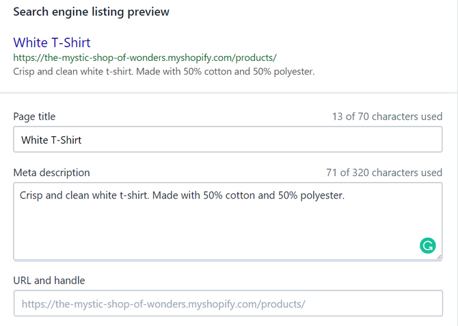 Редактирование SEO описания товара