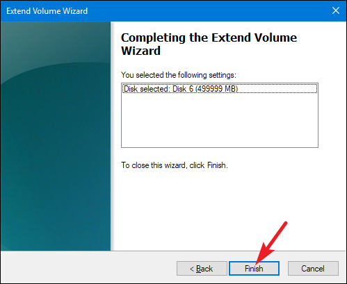 Результат расширения тома